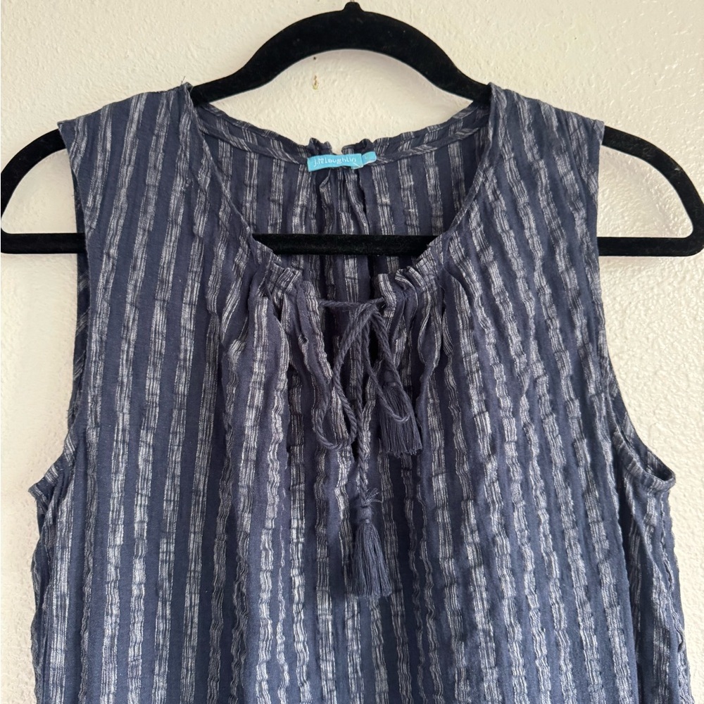 J McLaughlin Christa Tiered Linen Blend Midi Dress Women’s Size Large - Picture 5 of 9